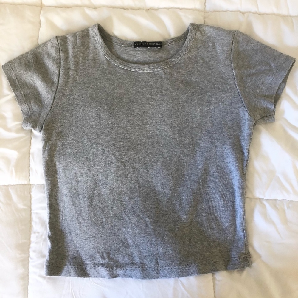 Grey Crop Short Sleeve Top